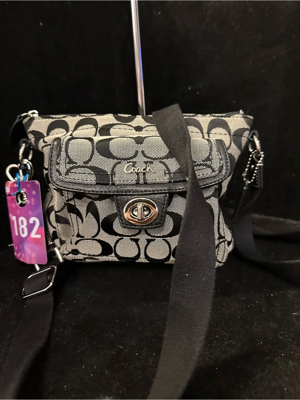Coach #182 Penelope Signature Swingpack/Jacquard Crossbody with Turn-Lock Pocket